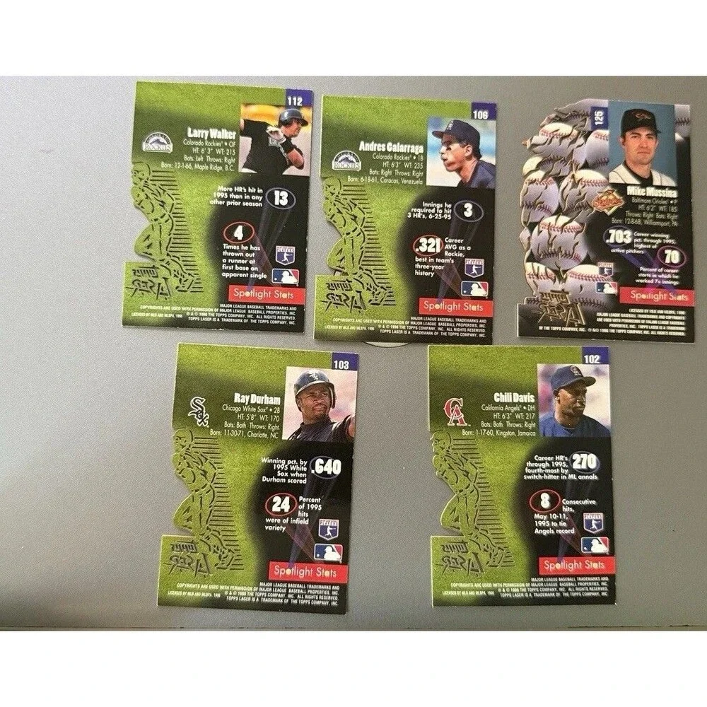1996 Topps Laser Spotlight Stats Insert Lot 5 Walker Mussina Galarraga Die Cut